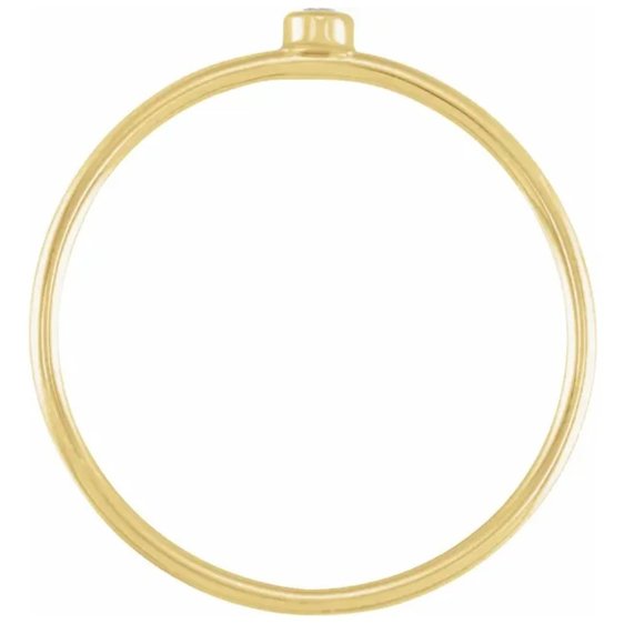 14K Solid Gold Stackable Single Diamond Ring - Picture 2 of 4